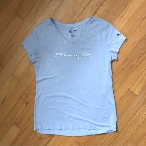 Champion Light Blue/Grey V-Neck Tshirt